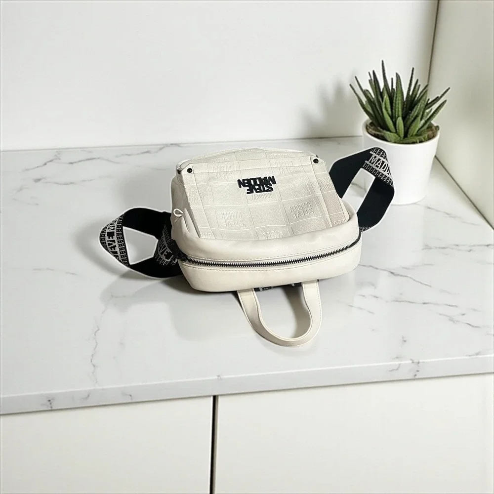 Steve Madden Backpack Purse white embossed logo W/Adjustable Straps Medium‎